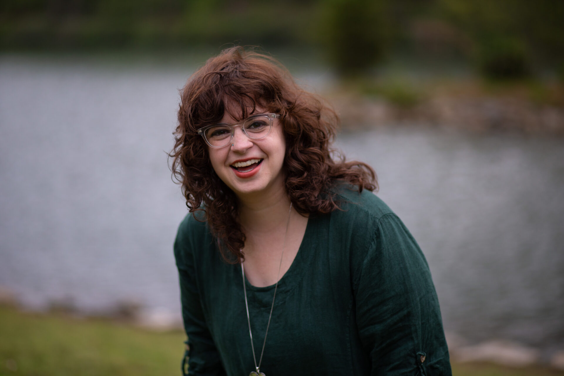Eliana Light from a distance in green dress