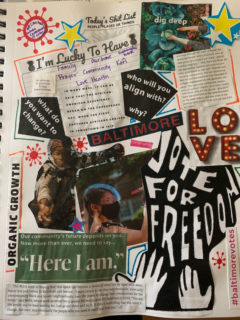 A collage of drawings and magazine pages