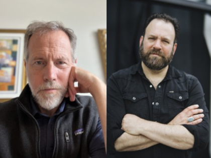 Head shots of Rabbi Steve Schwartz and Cris Jacobs