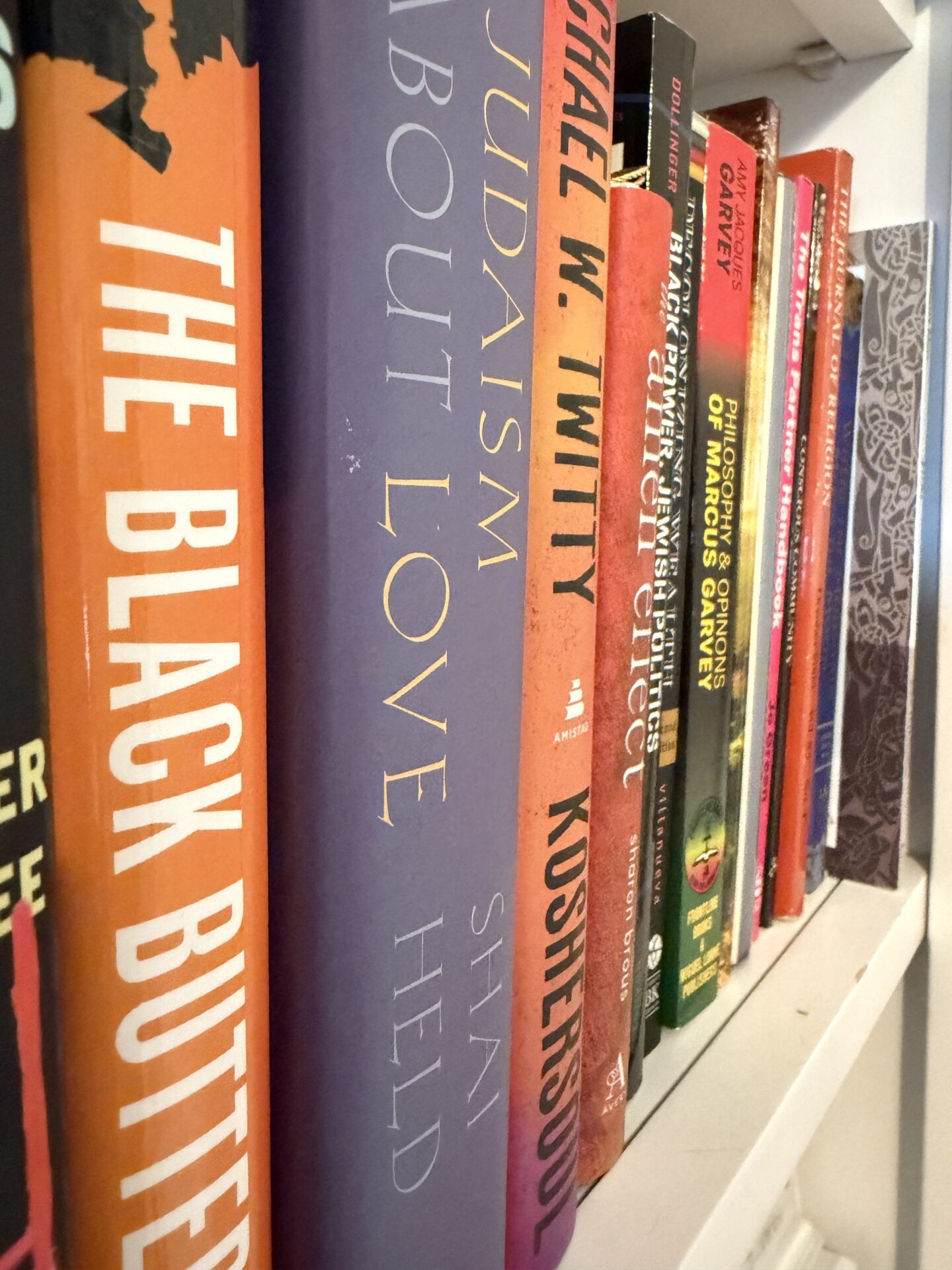 A photo of books on a shelf