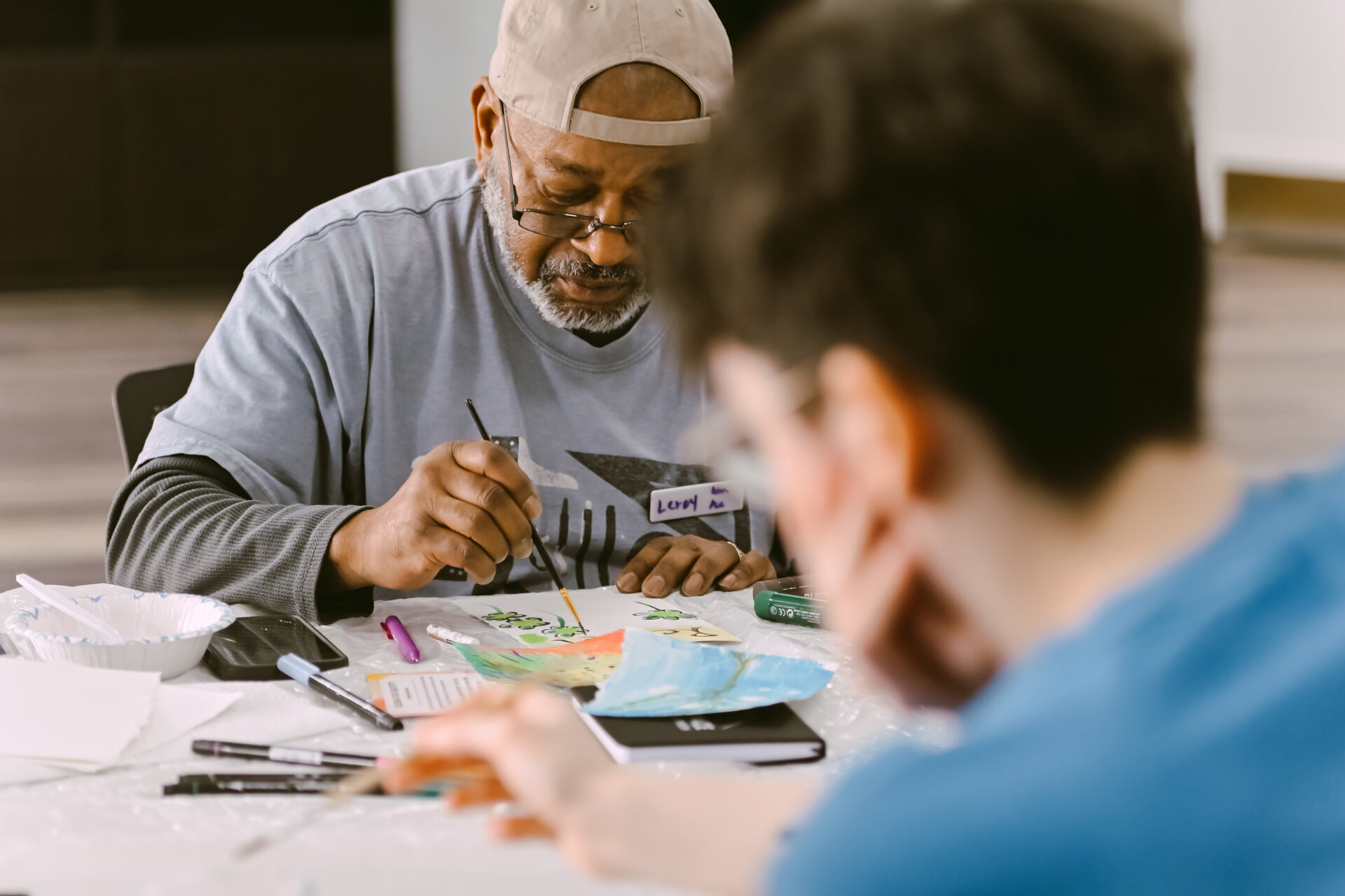 people working on art